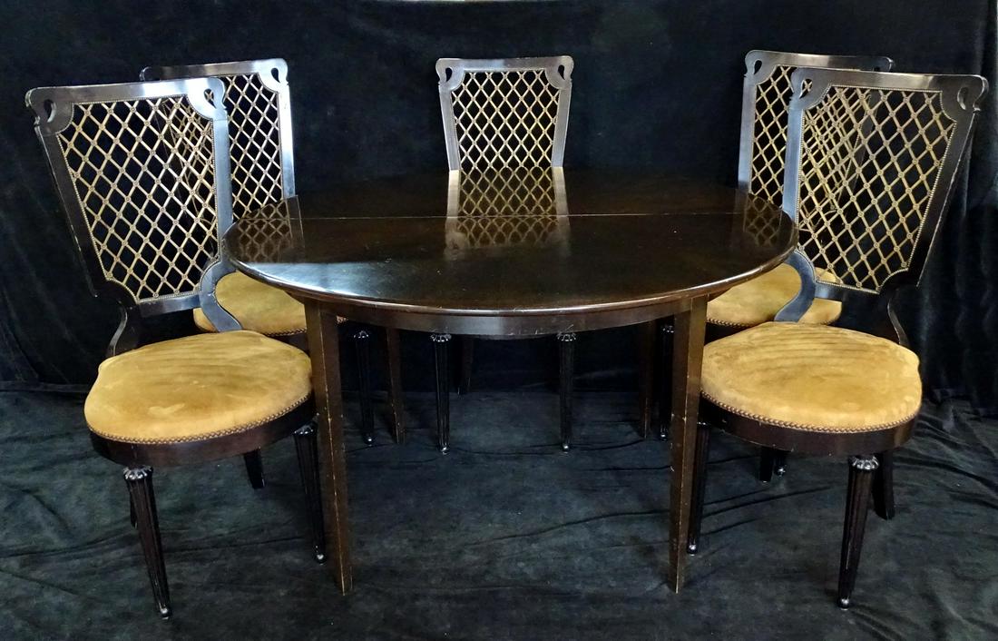 MADELEINE CASTANG STYLE DINING SET TABLE 29"H 48" DIA.: MADELEINE CASTANG STYLE DINING SET TABLE 29"H 48" DIA. (1 LEAF 20"W)