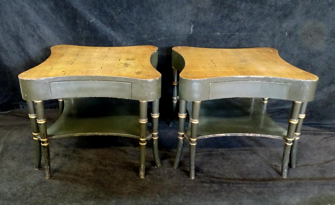 VINTAGE BLACK & GOLD LEAF END TABLES 20"H 24"W 24"D (1 of 5)