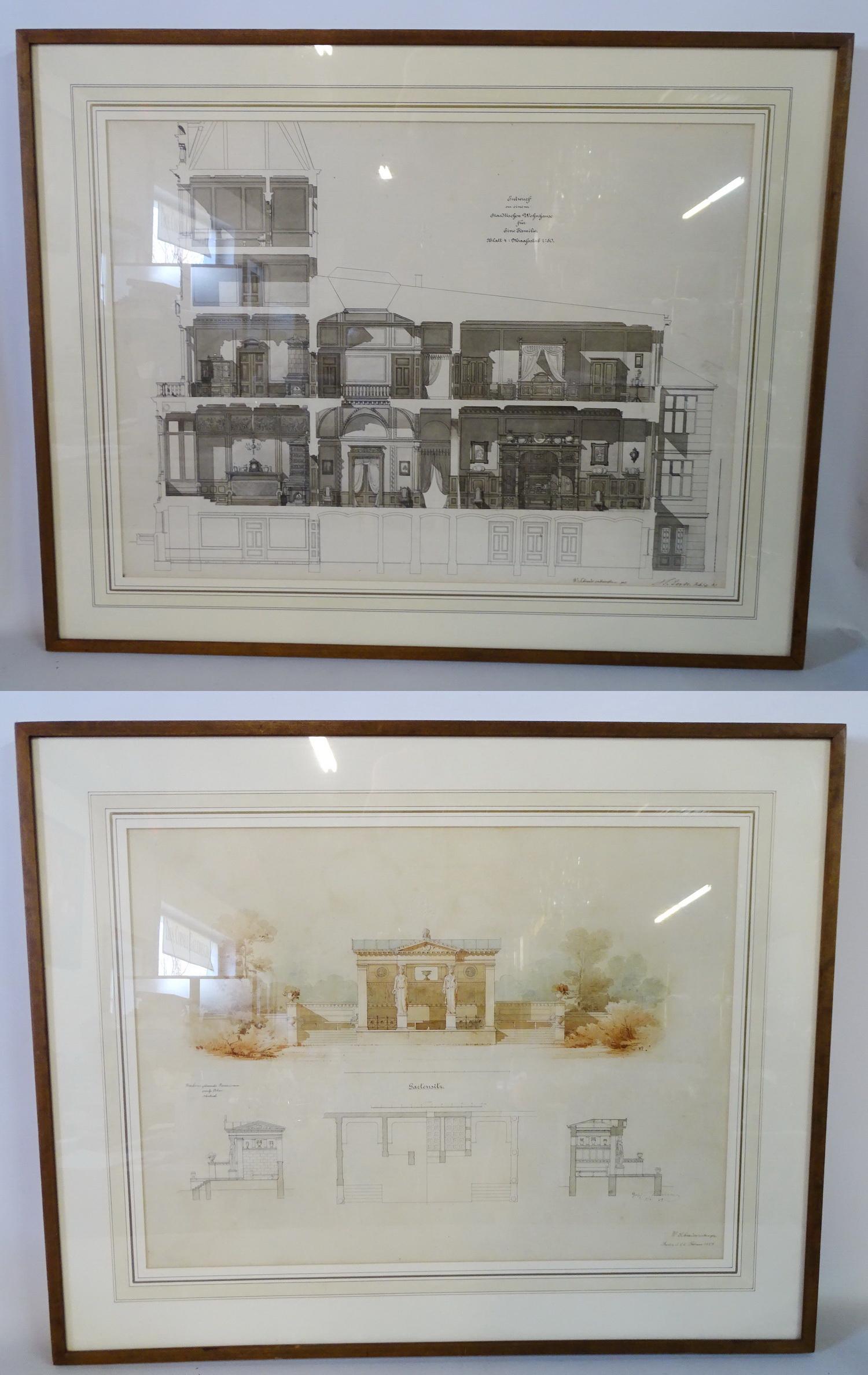 2 W. SCHRADER SGN. WATERCOLOR ARCHITECTURAL CROSS (1 of 10)