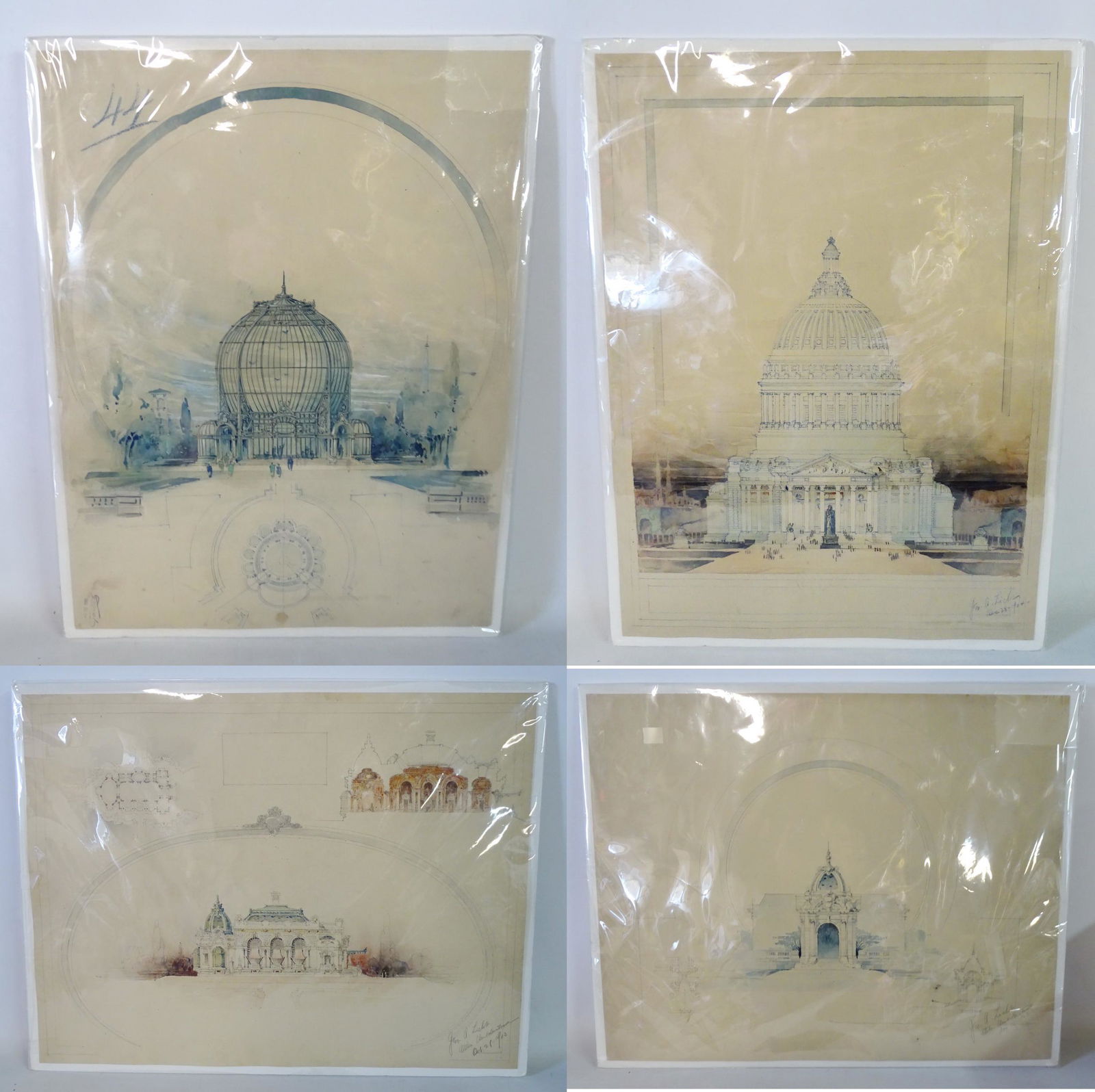 4 GEORGE LICHT SGN. WATERCOLOR ARCHITECTURAL RENDERINGS (1 of 14)