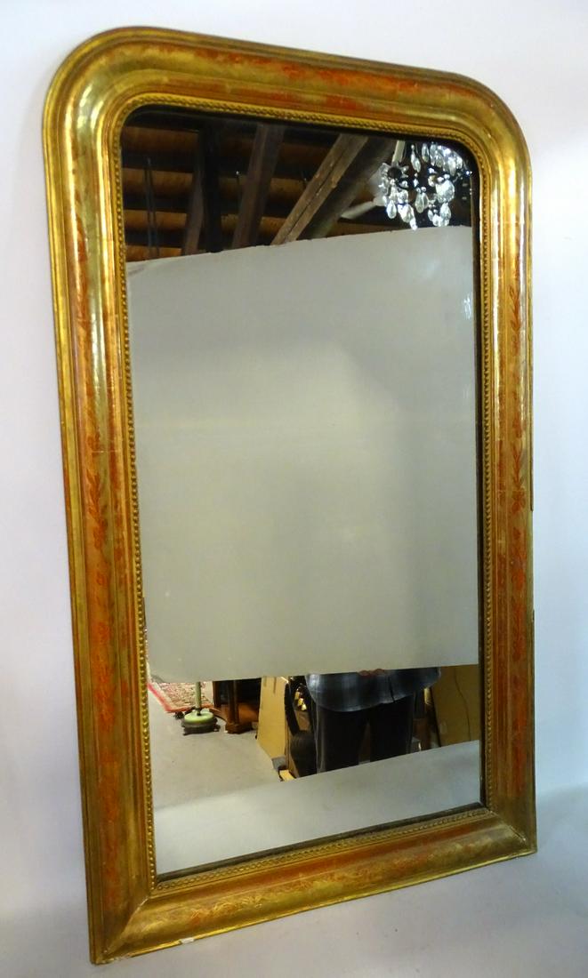 ANTIQUE GILT FRAME ARCH TOP MIRROR 48.5 X 28" (1 of 7)