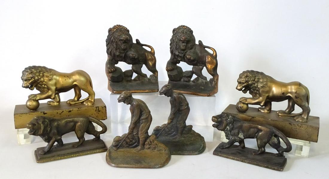 LOT LION FIGURAL BOOKENDS & PR. GOLFER BOOKENDS (1 of 5)