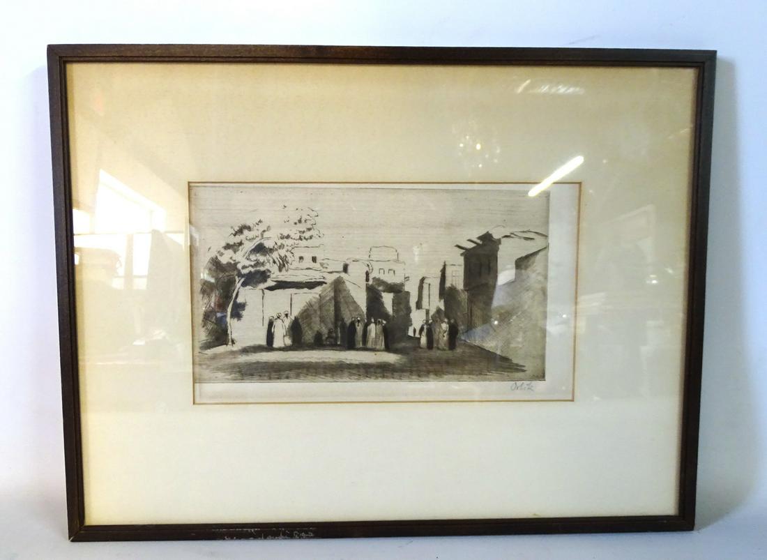 ORLIK SGN. ETCHING EXTERIOR VILLAGE SCENE WITH FIGURES (1 of 2)