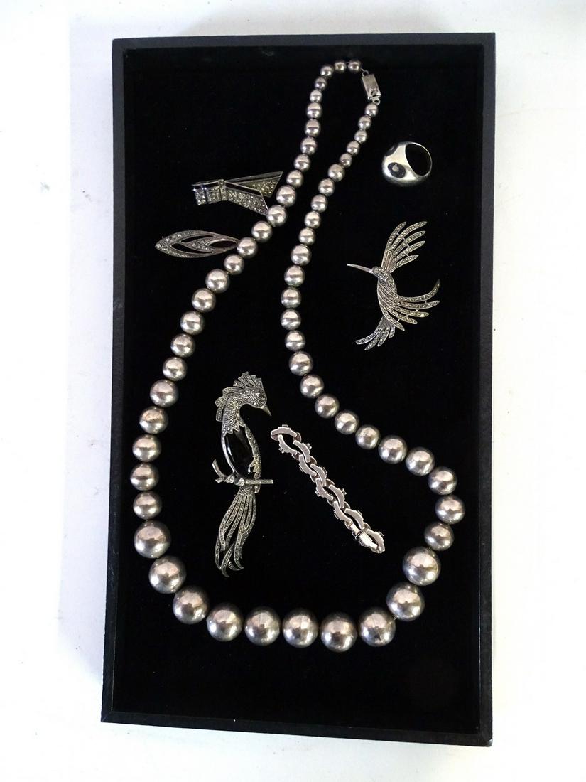 LOT MARCASITE & STERLING SILVER JEWELRY: LOT MARCASITE & STERLING SILVER JEWELRY
