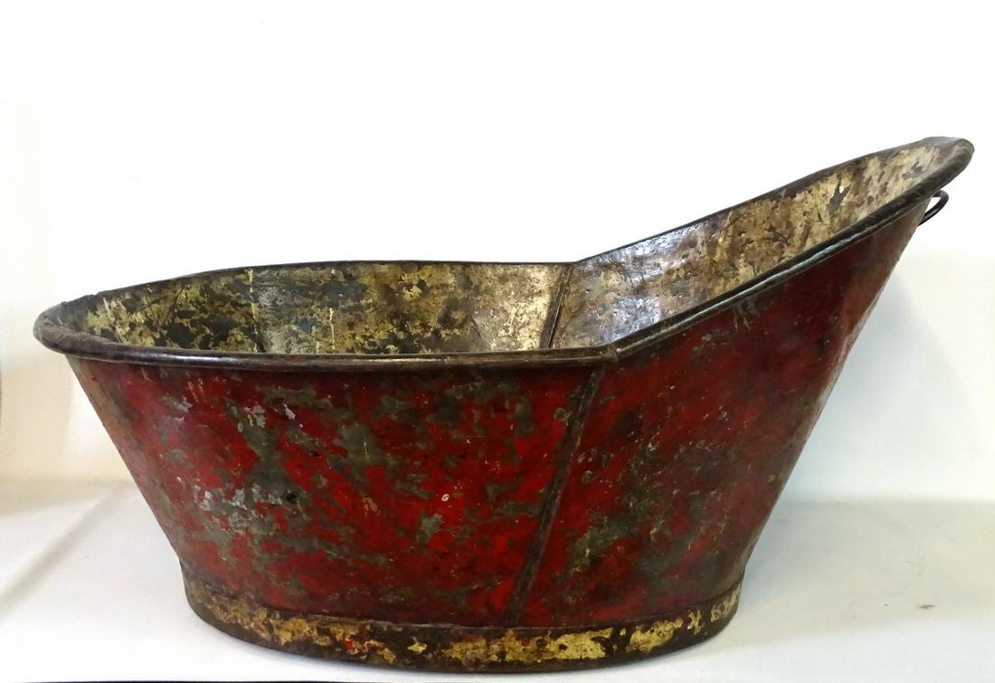 BANGLADESHI PAINTED IRON WASH BASIN 19"H 37"L 29"D (1 of 5)