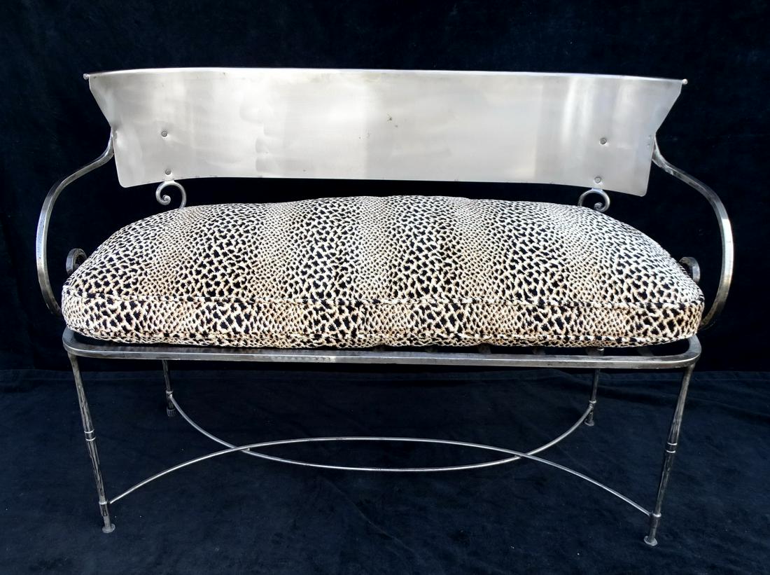 STEEL BENCH WITH LEOPARD UPHOLSTERED CUSHION 31.5"H (1 of 4)