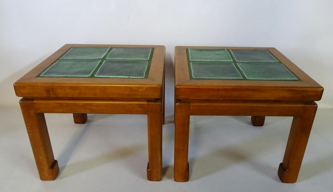 PR. LOW TILE TOP WOOD STANDS 10"H 11.5"W 11.5"D (1 of 3)