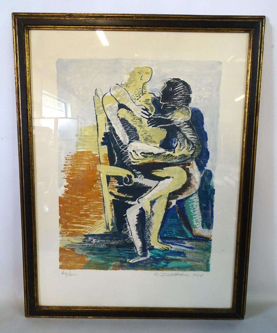 LITHOGRAPH PICASSO STYLE ABSTRACT WITH FIGURES 42/210 (1 of 5)