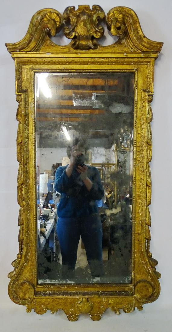 18/19TH C. GILT FRAME MIRROR 55"H 27"W (1 of 7)