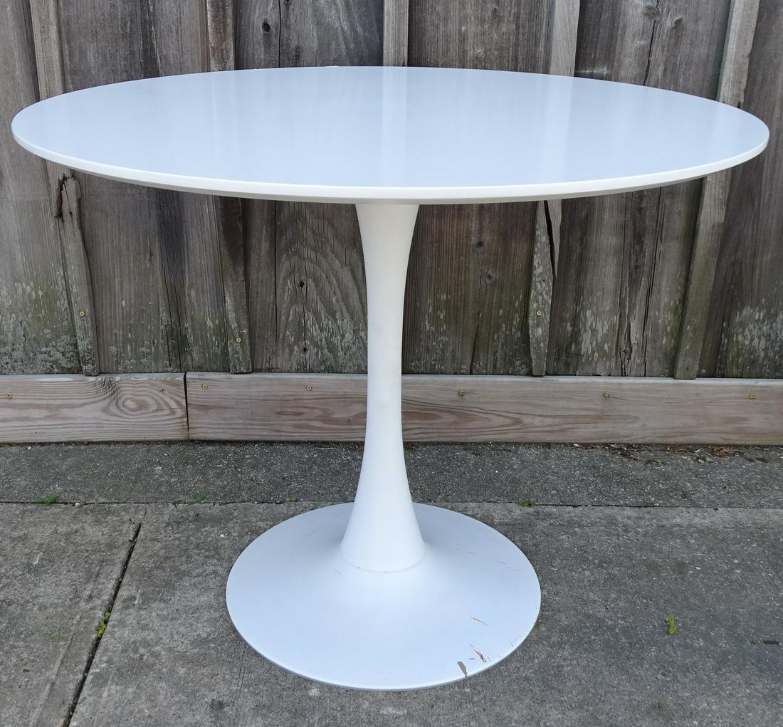 SAARINEN STYLE WHITE TULIP TABLE 29"H 35.5" DIA. (1 of 5)