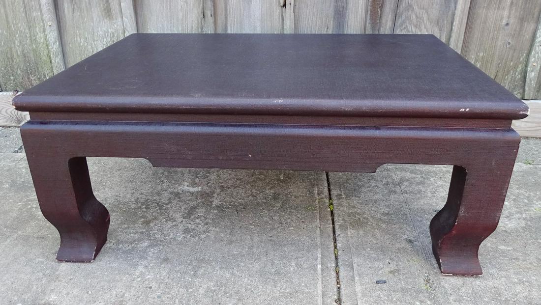 ASIAN STYLE LINEN COVERED PAINTED LOW TABLE 16"H 40"L (1 of 8)