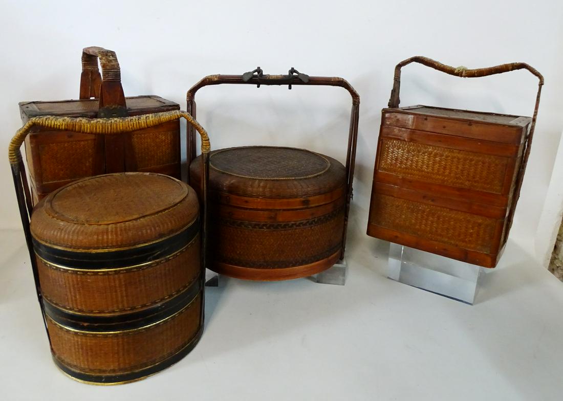 4 LATE 19TH C. CHINESE WEDDING BASKETS (SOME AS IS) (1 of 10)