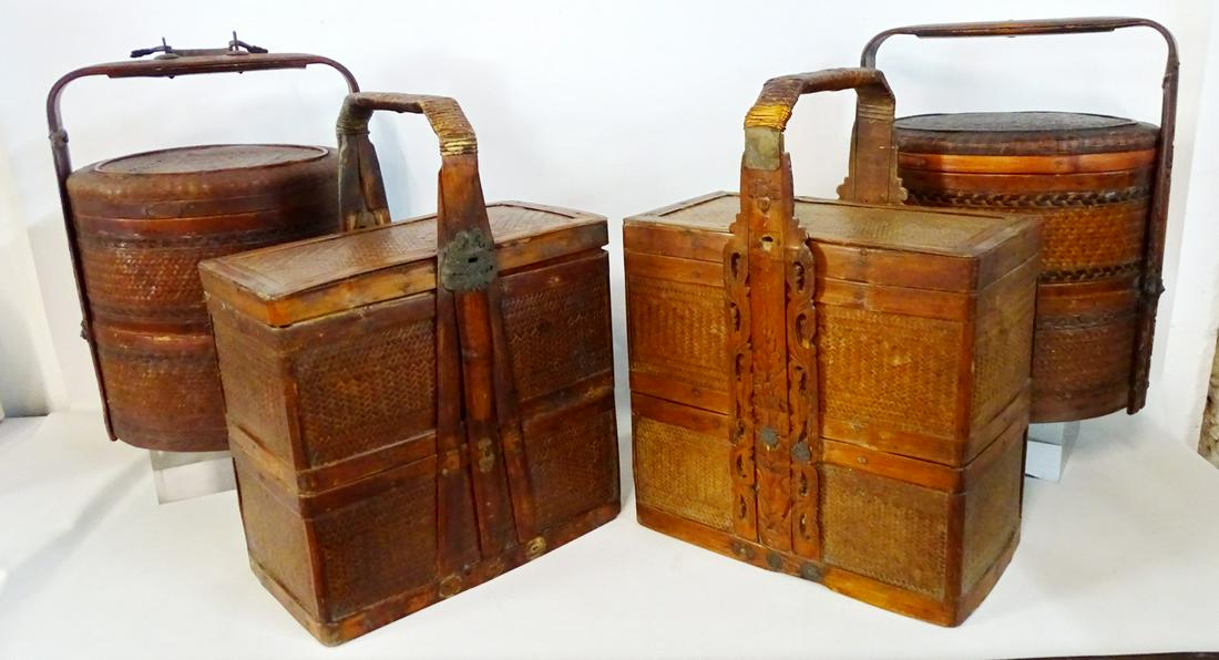 4 LATE 19TH C. CHINESE WEDDING BASKETS 18"H 14"L (1 of 9)