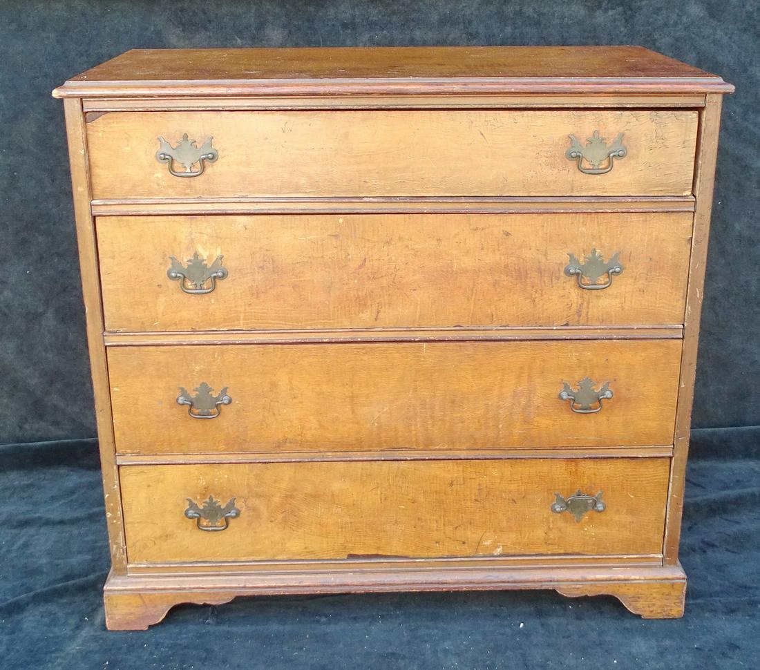 MAPLE 4 DRAWER CHEST: MAPLE 4 DRAWER CHEST 33.5"H 35"W 17.5"D