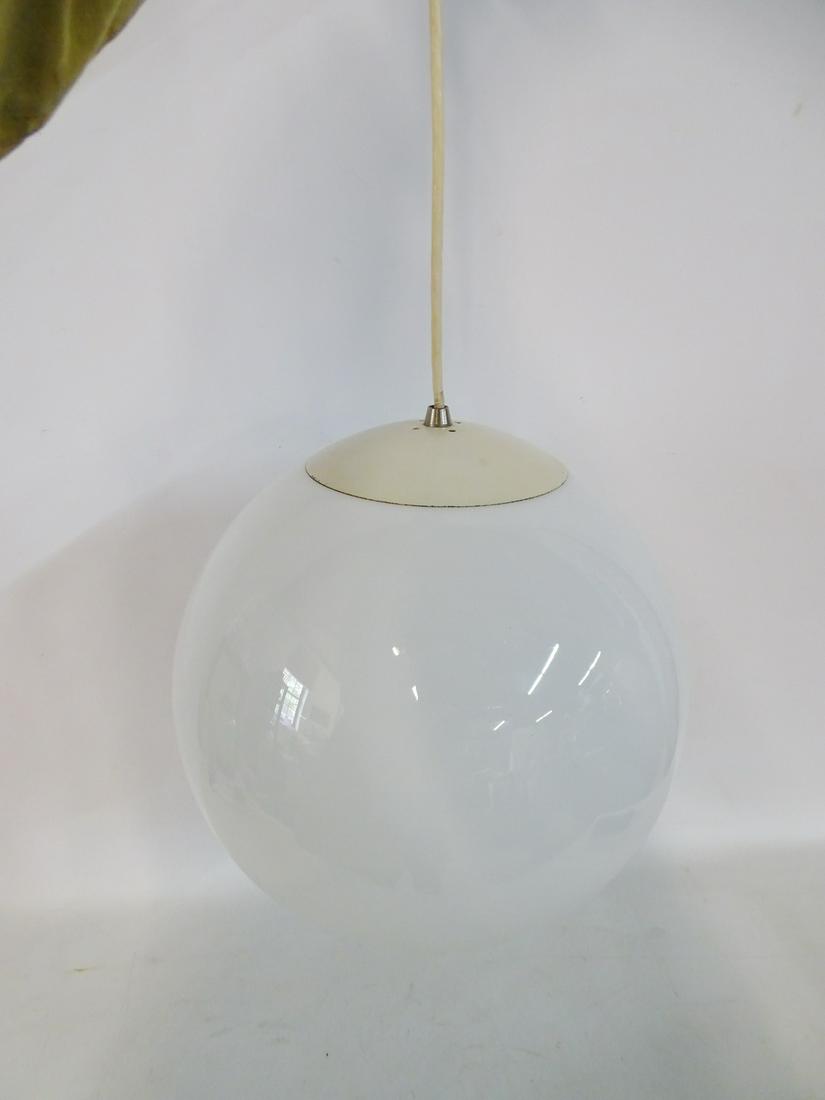 LARGE PAINTED METAL & GLASS GLOBE FIXTURE: LARGE PAINTED METAL & GLASS GLOBE FIXTURE 14" DIA.