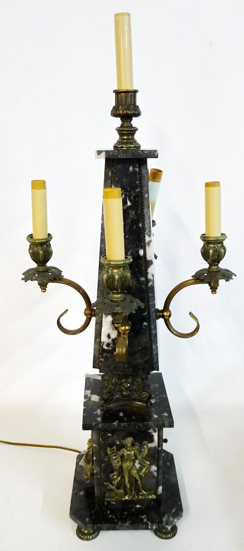 MARBLE CANDELABRA LAMP: MARBLE CANDELABRA LAMP 30"H