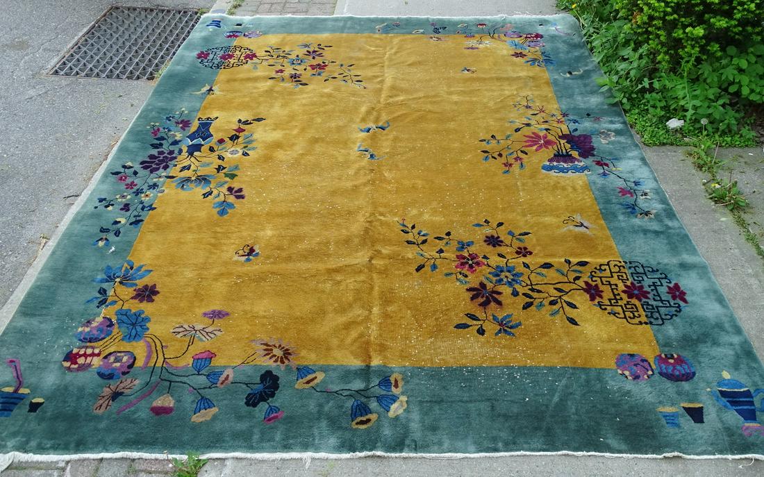 CHINESE NICHOLS RUG (GREEN) 9' X 12' (1 of 12)