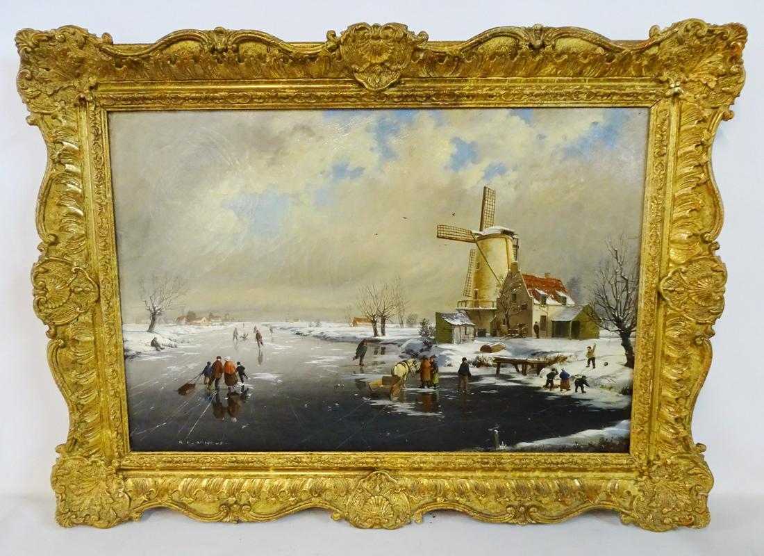 REGINALD ERNEST ARNOLD SGN. OIL ON CANVAS DUTCH WINTER (1 of 12)