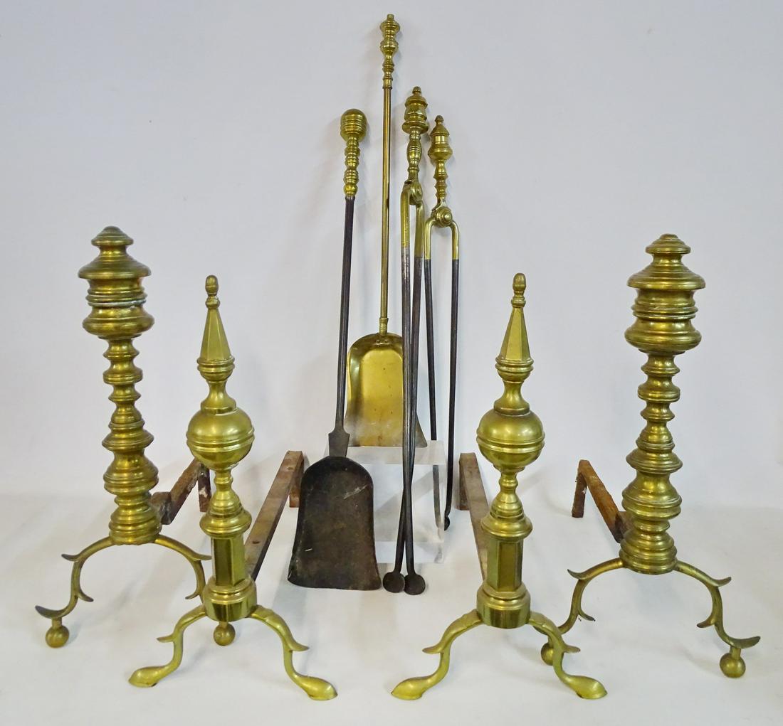 2 PRS ANDIRONS & 4 FIRE TOOLS; ANDIRONS (1 of 4)