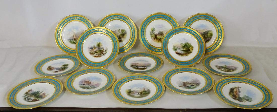 15 PARKIN SHEFFIELD GOLD RIM SCENIC PLATES 8" DIA. (1 of 4)