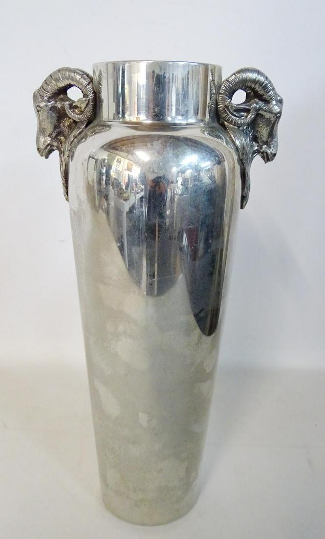 G. PATRINI PEWTER RAMS HEAD FIGURAL VASE 13"H (1 of 4)
