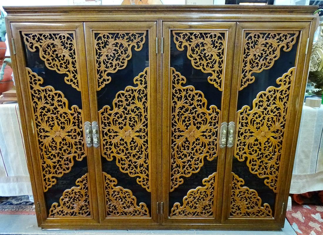 MONUMENTAL CARVED ROSEWOOD HANGING SHELF 51"H 60"L 6"D (1 of 9)