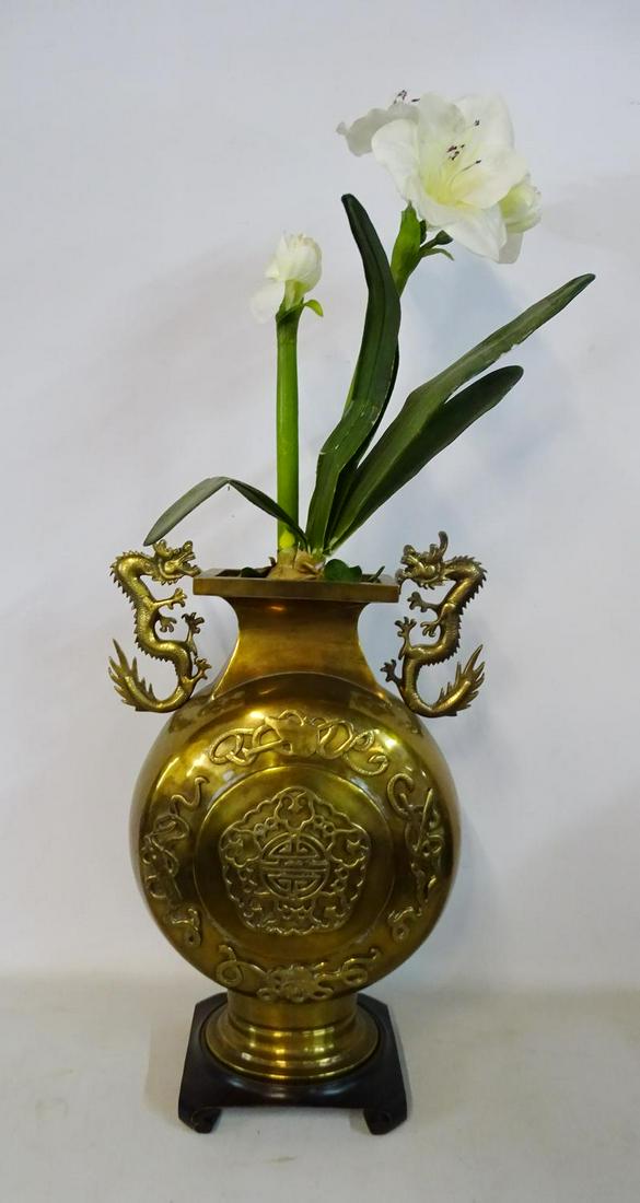 CHINESE BRASS VASE 23"H 13"W (1 of 2)