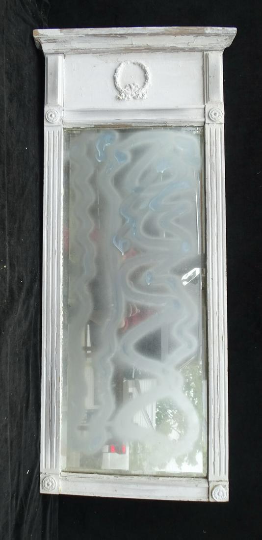 WHITE PAINT DECORATED TRUMEAU MIRROR 49X21.5" (1 of 5)