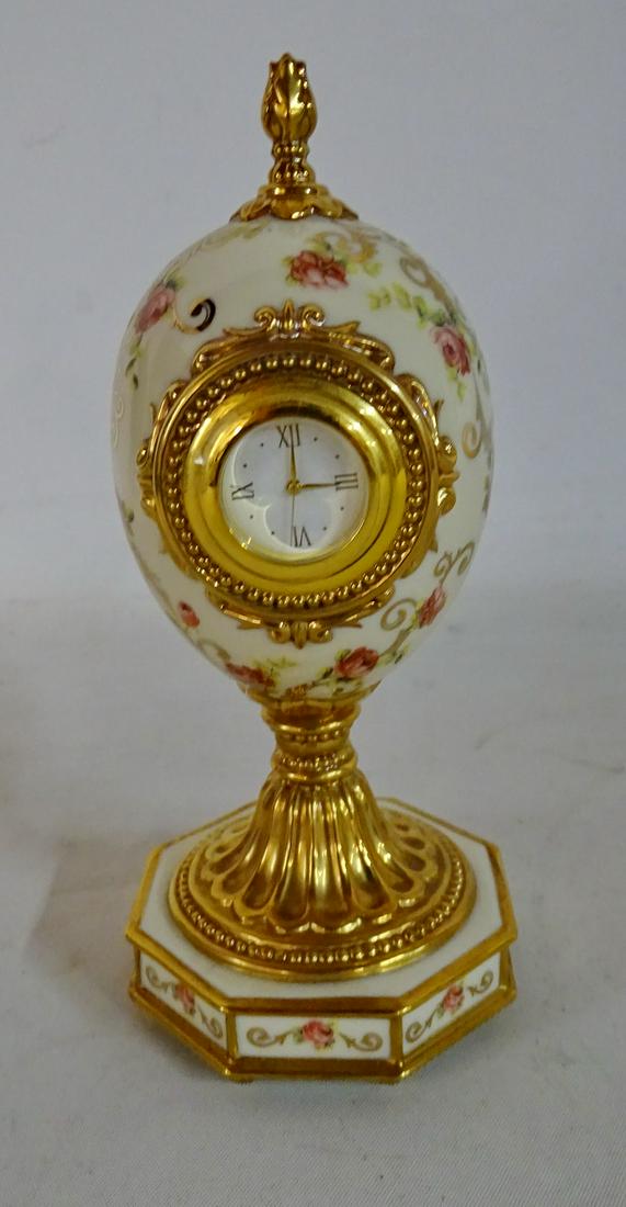 FABERGE STYLE EGG FORM CLOCK 6.25"H (1 of 5)