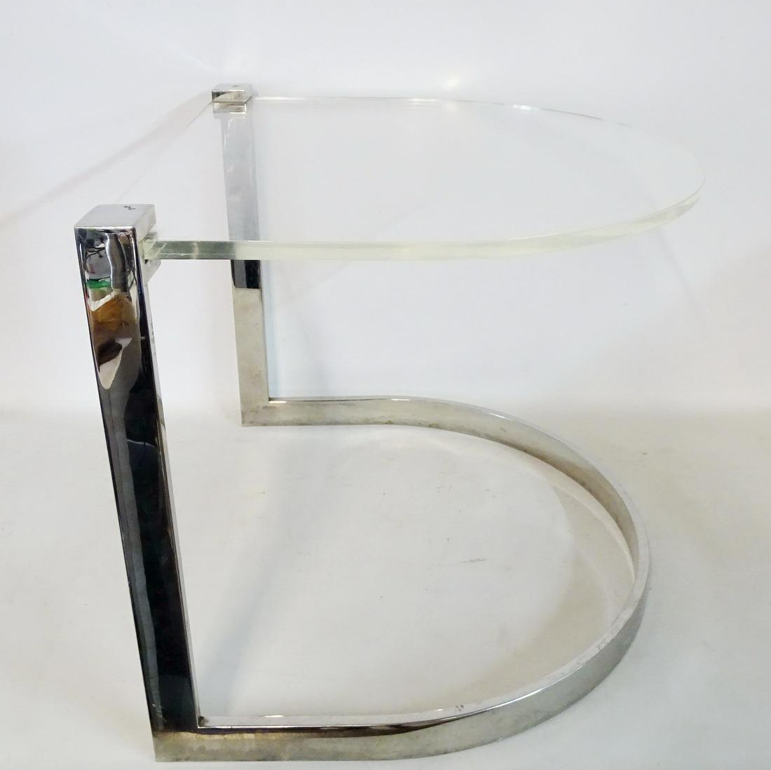CHROME & LUCITE STAND / SIDE TABLE 16.5"H 21"W 18"D (1 of 5)