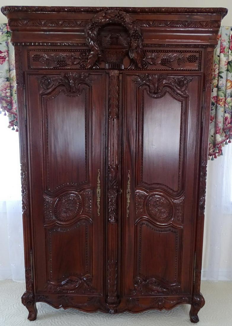 COUNTRY FRENCH MAHOGANY 2 DOOR ARMOIRE 82"X 47" X 22" (1 of 6)