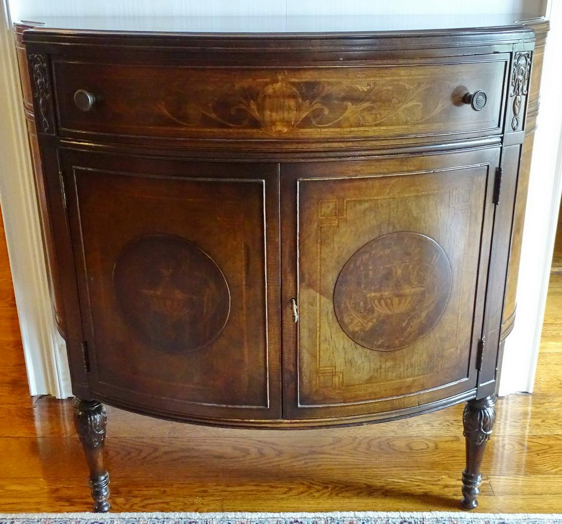 C. 1920 WALNUT INLAID COMMODE 33.5" X 38" X 19.5" (1 of 6)