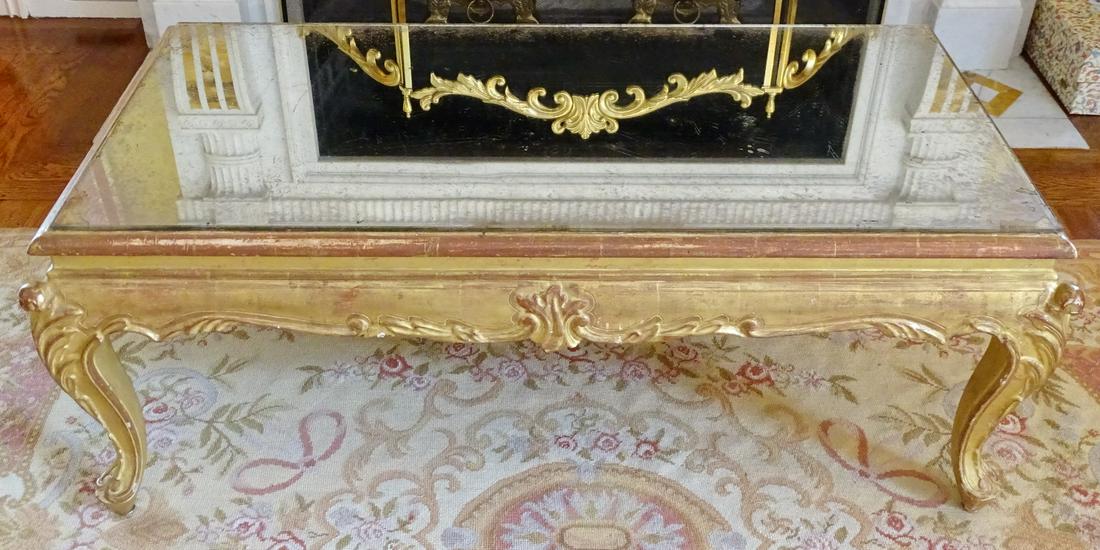 GILT AND PAINT DECORATED MIRROR TOP COCKTAIL TABLE (1 of 7)