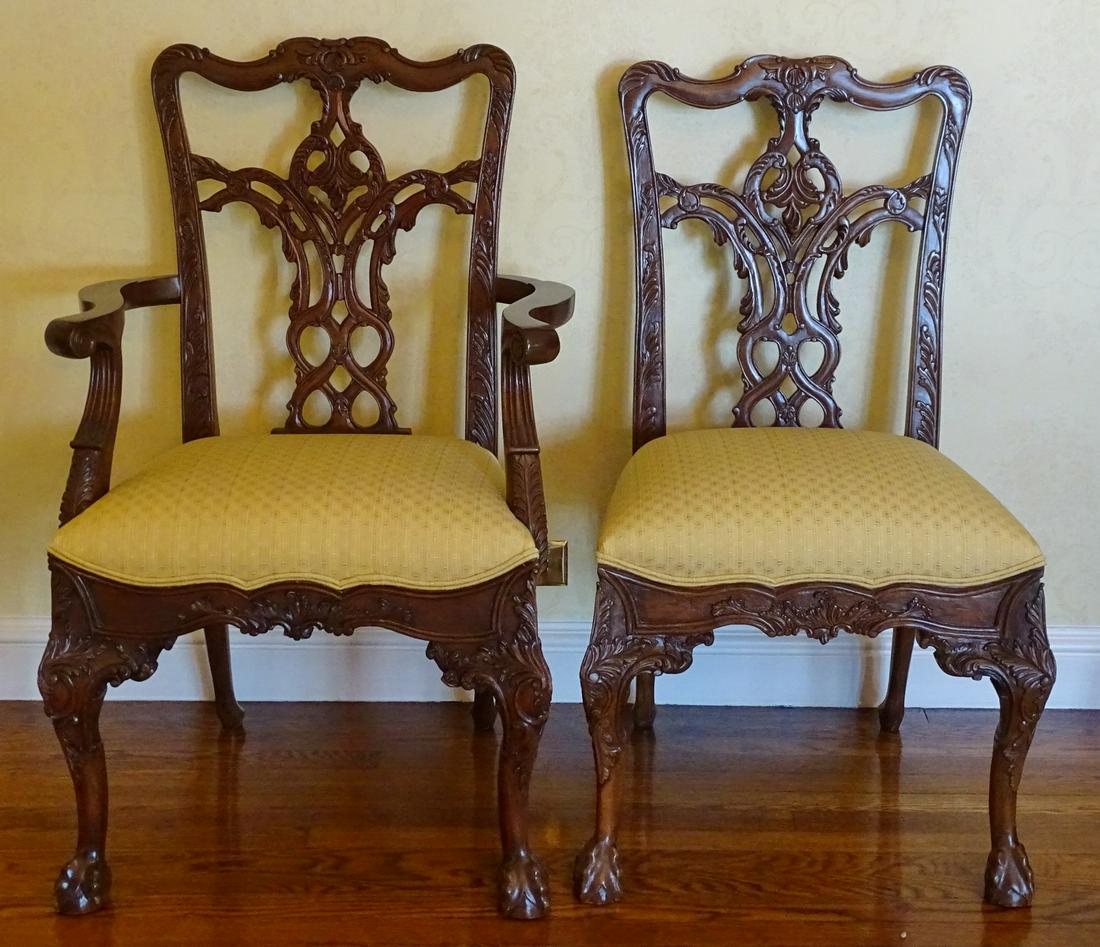 SET OF 16 CHIPPENDALE STYLE MAHOGANY  DINING ROOM (1 of 13)