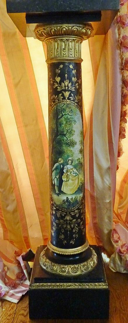 PAIR HAND PAINTED FAUX MARBLE TOP PEDESTALS 46'' HIGH (1 of 7)