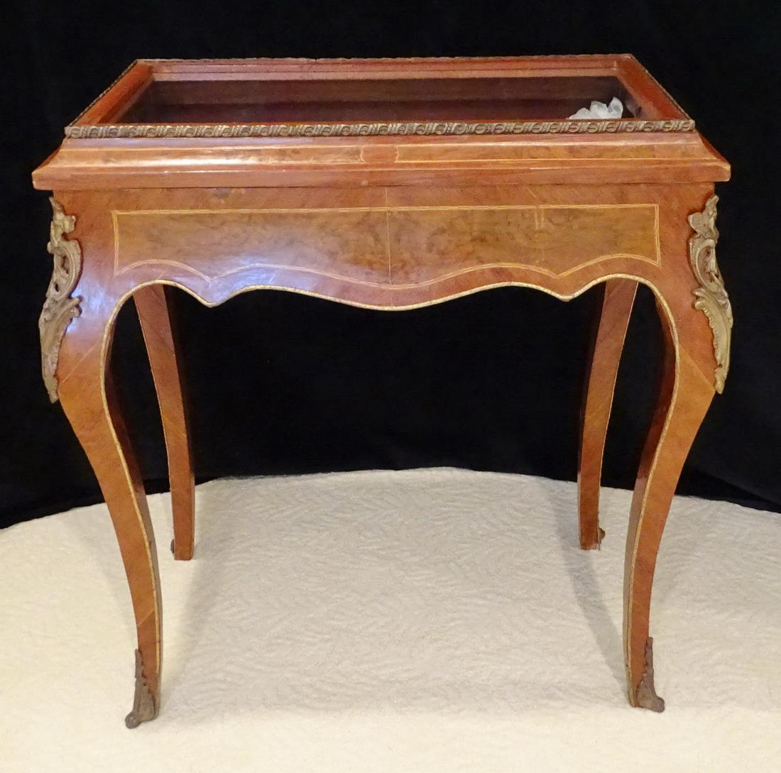 LOUIS XV STYLE BRONZE MOUNTED VITRINE TABLE 32" X 29" X (1 of 5)