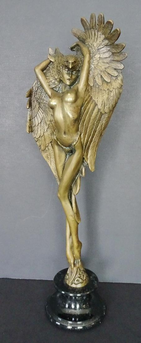 BRONZE WOMAN W/ EAGLE ON MARBLE BASE 15'' HIGH (1 of 7)