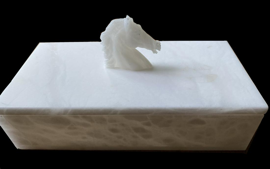 HORSE HEAD FIGURAL MARBLE BOX 5" X 9" X 4.5" (1 of 5)