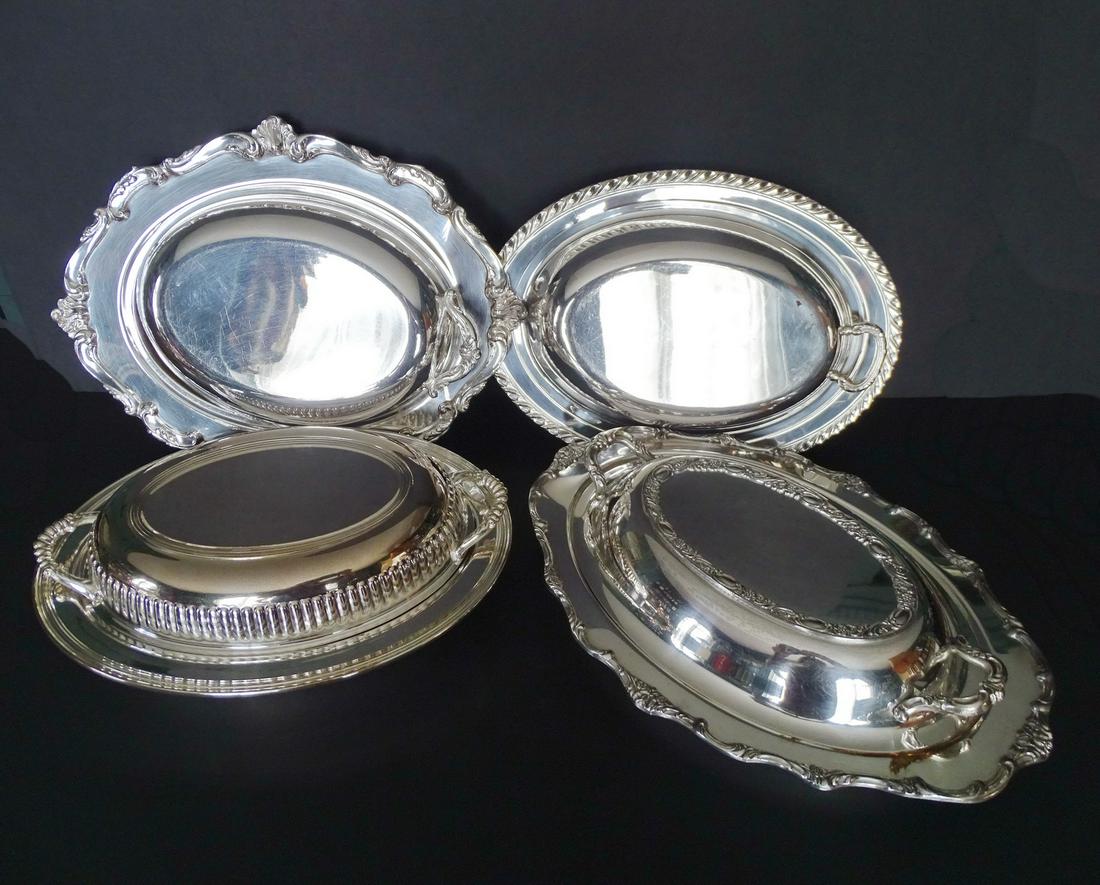4 SILVERPLATE COVERED SERVING PIECES (2 AS IS ) (1 of 6)