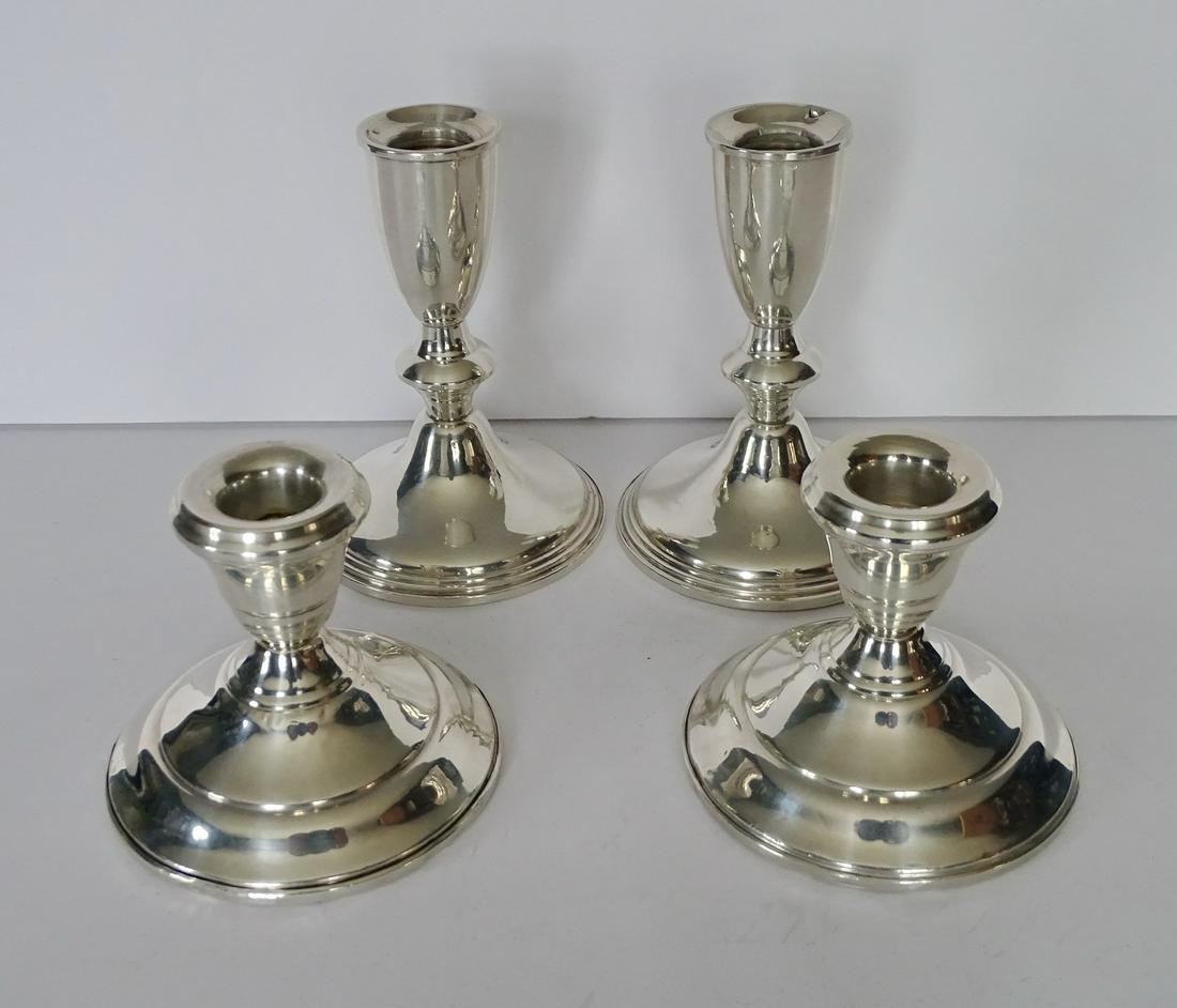 2 PR. STERLING WEIGHTED CANDLESTICKS 5" TALLEST (1 of 6)