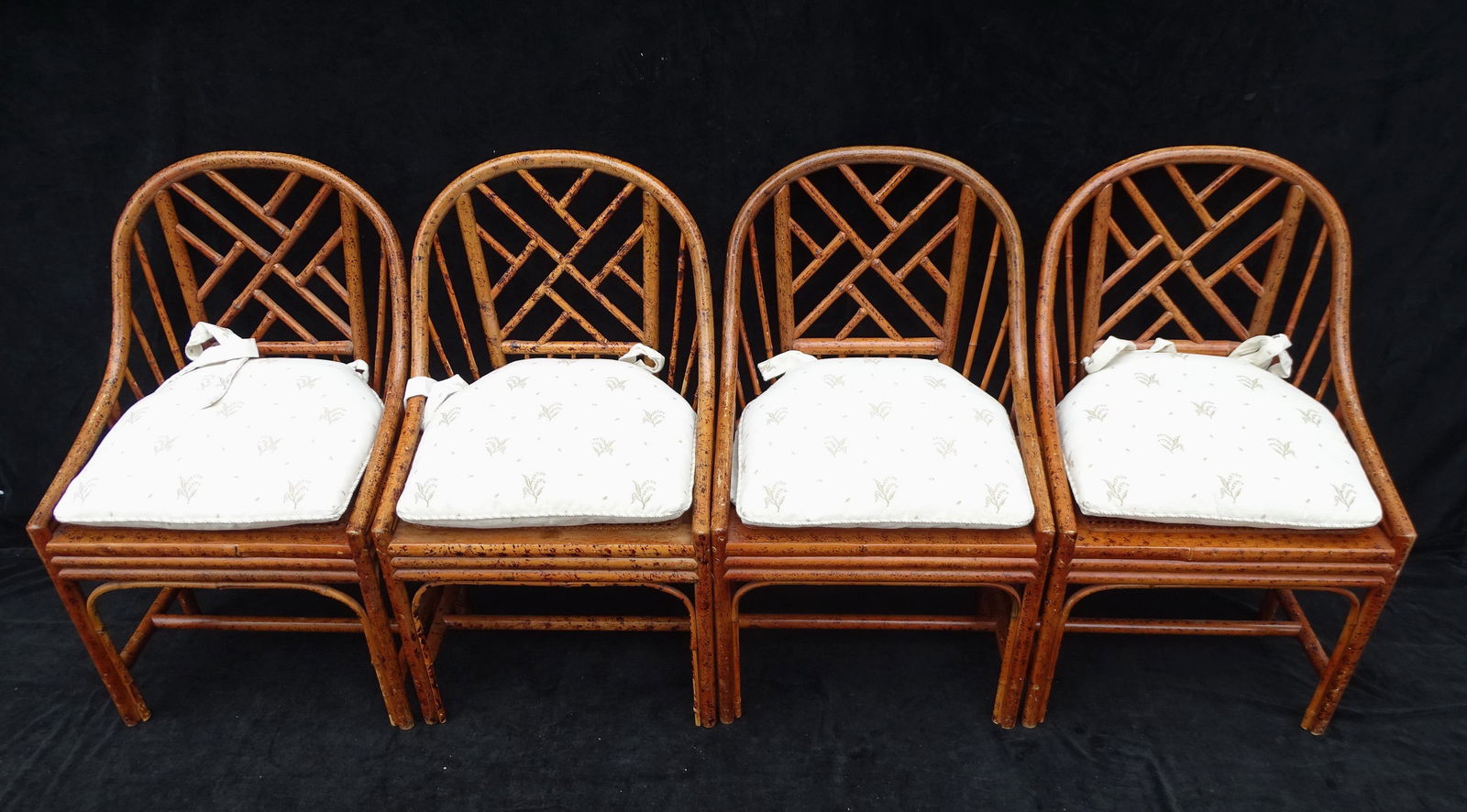 SET OF 4 CANED BAMBOO CHAIRS 3" X 20" X 17" (1 of 10)