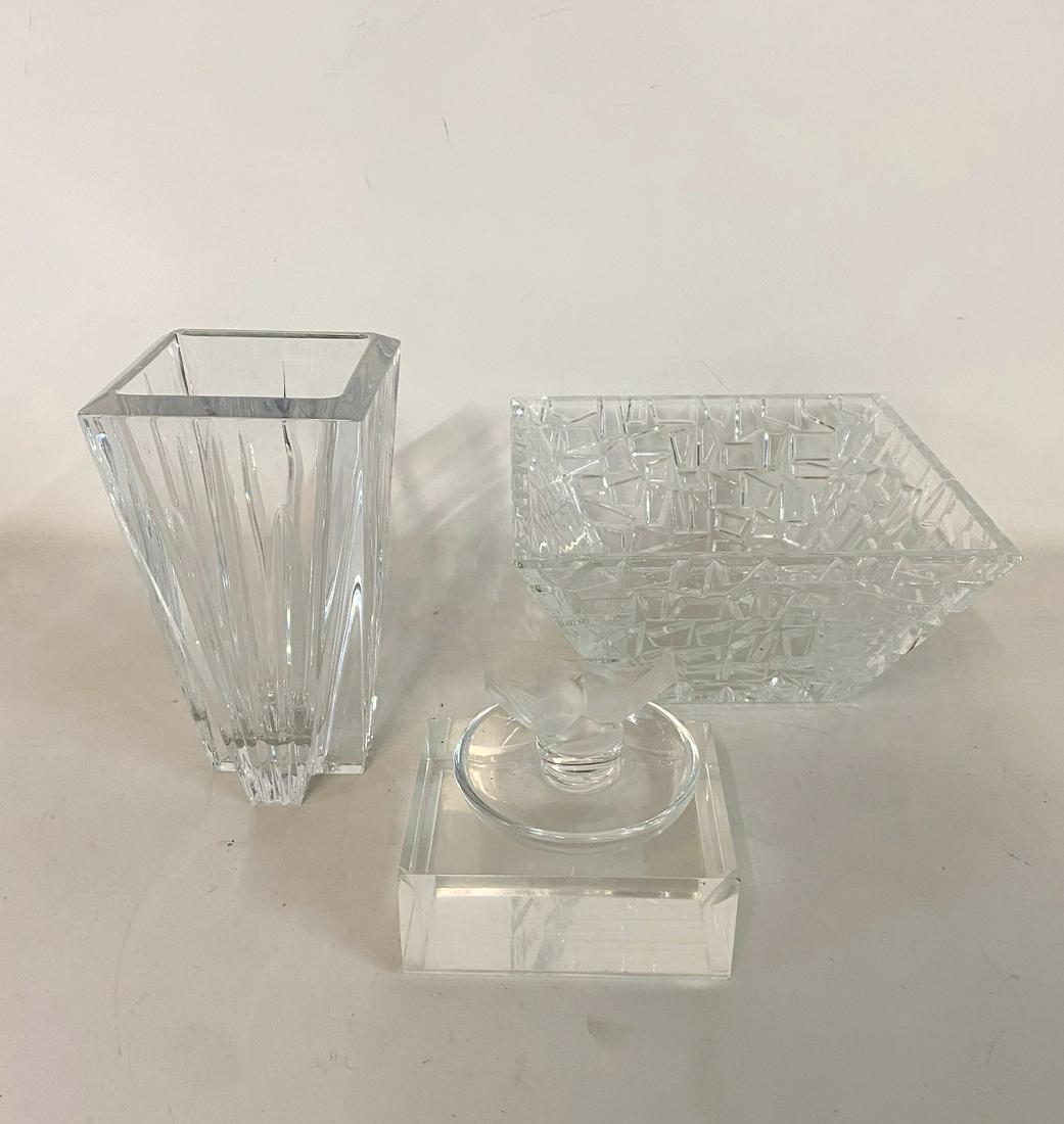 3 PC. GLASS LOT TIFFAY  BOWL, LENOX VASE, LALQUE RING (1 of 5)