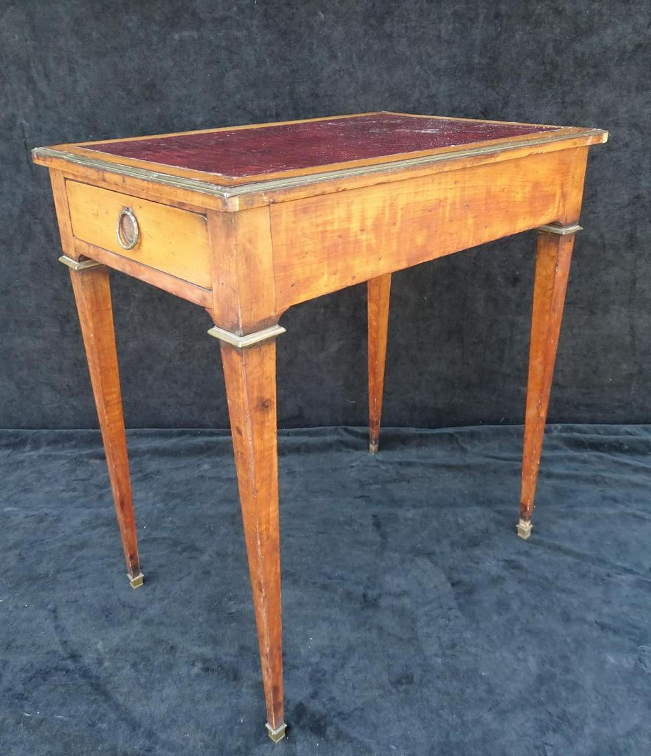 18TH C. ENGL. FRUITWOOD LEATHER TOP 1 DRAWER TABLE (1 of 10)