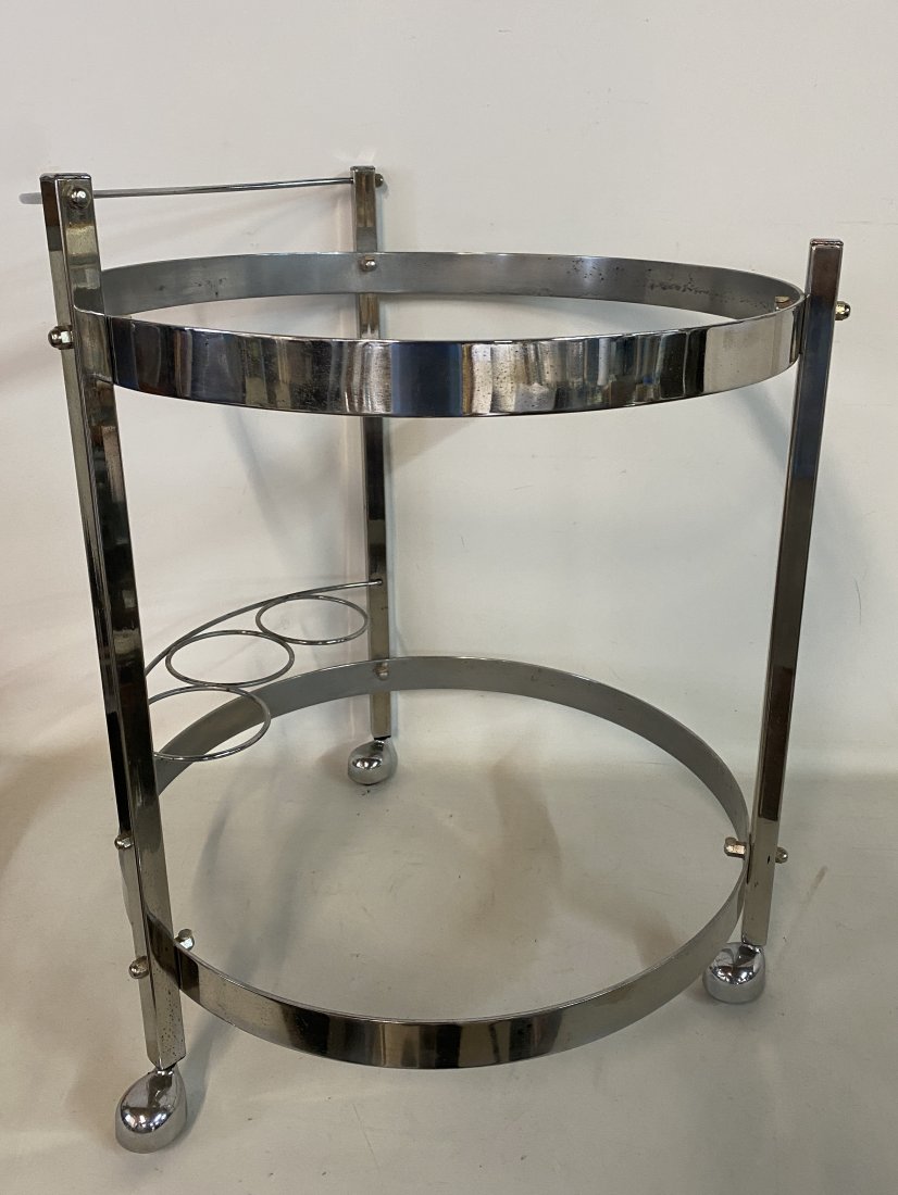 FRENCH 50'S CHROME 2 TIER TEA CART  (NO GLASS) 25" X (1 of 5)