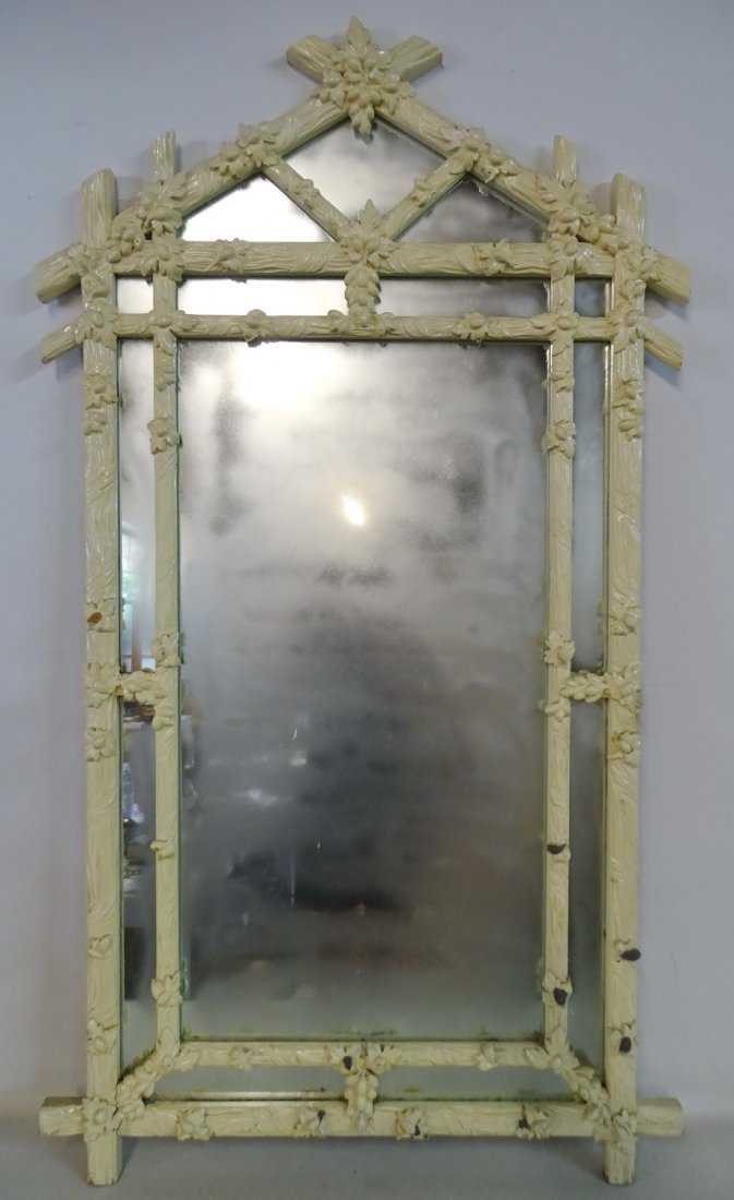 CHINESE CHIPPENDALE STYLE WHITE PAINTED MIRROR 55" X (1 of 6)