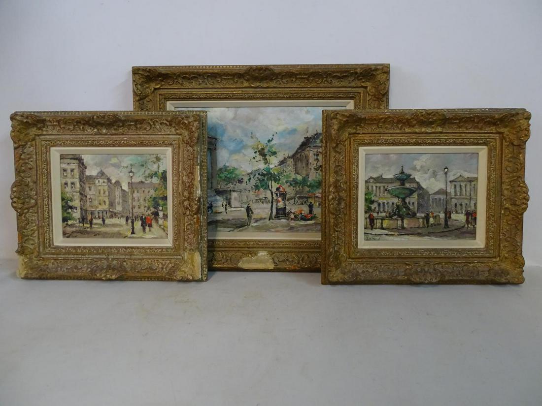 3 ANDRE PICOT PARIS STREET SCENES OIL ON BOARD LARGEST (1 of 19)