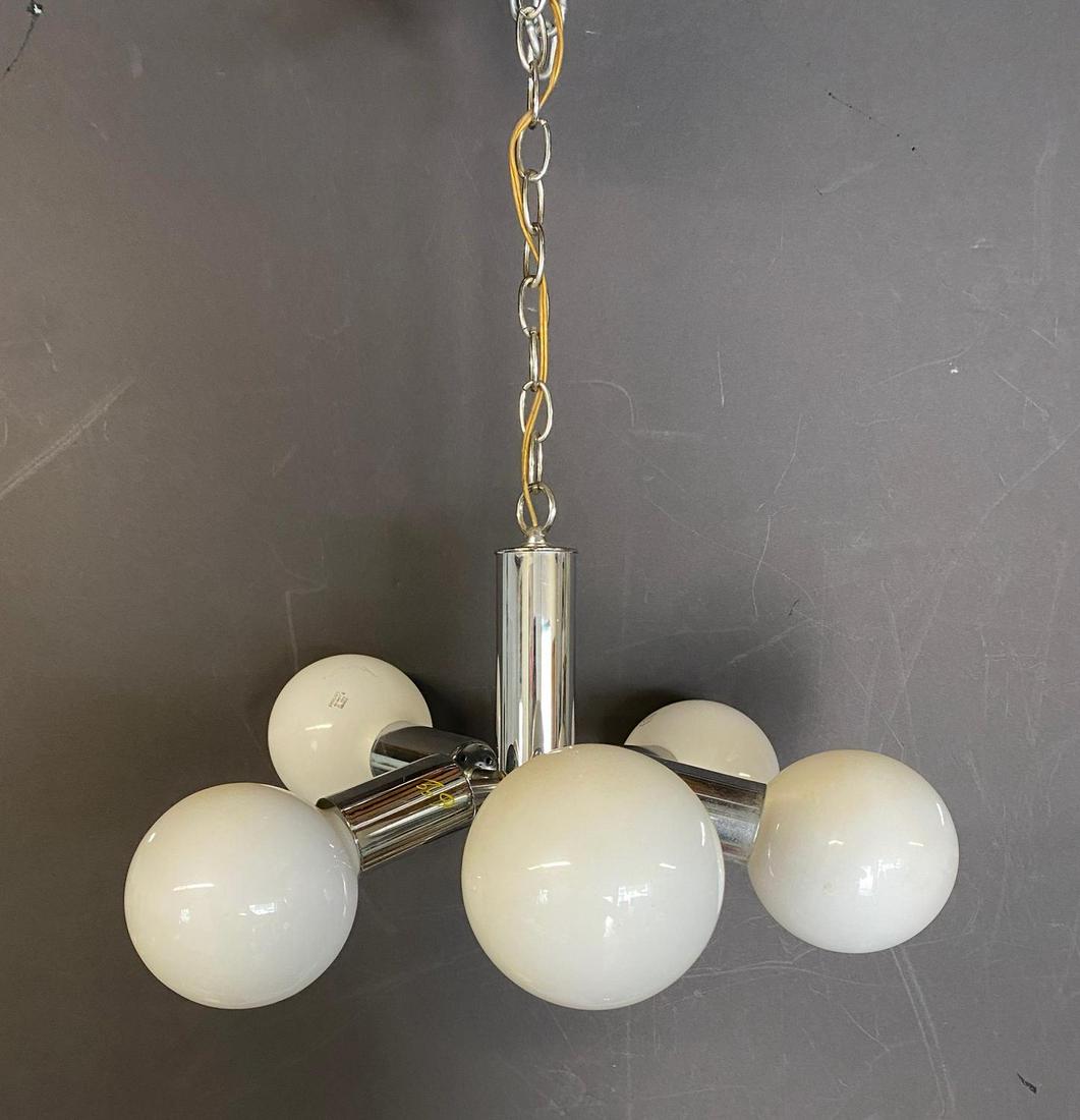 MID CENTURY CHROME FIXTURE W/GLOBE SHADES (SONNEMAN ) (1 of 4)