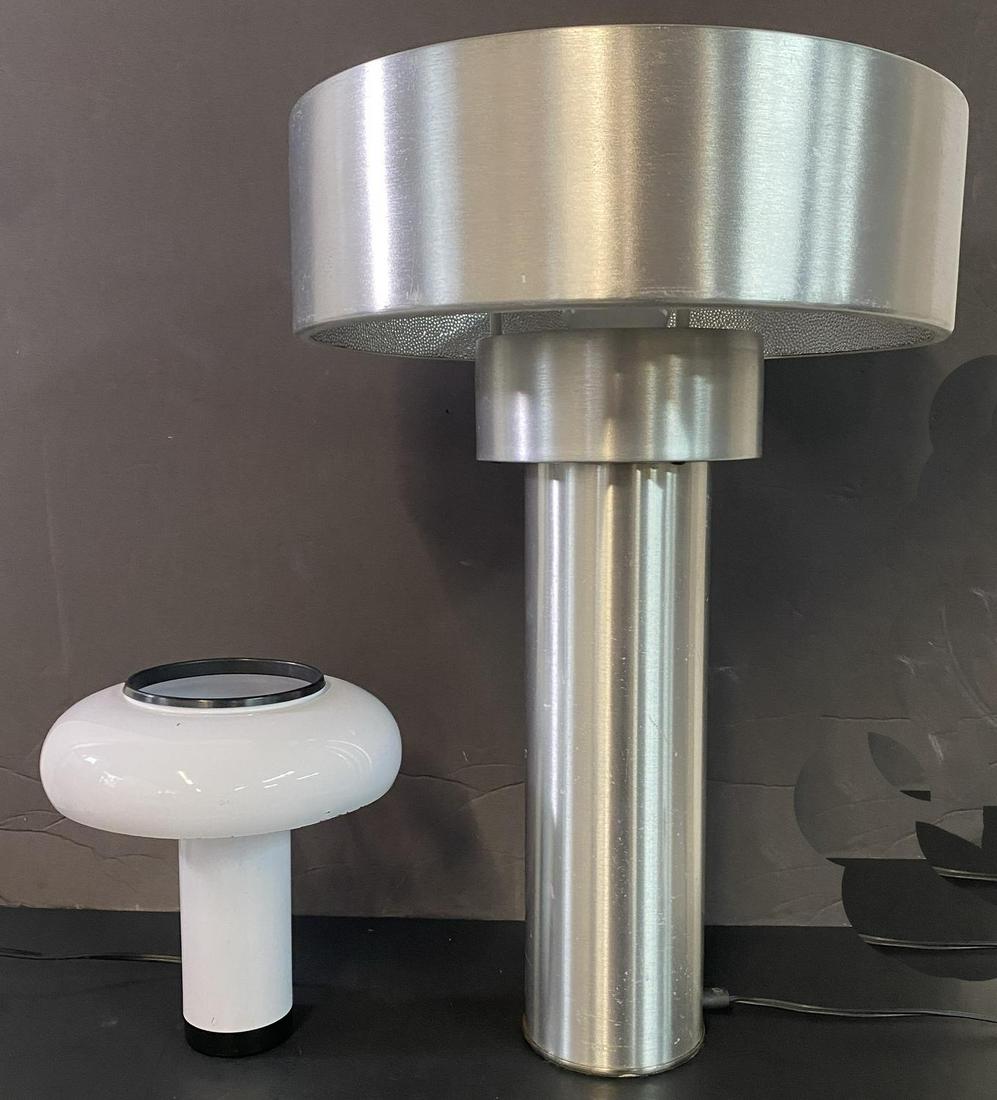 2 MID CENTURY LAMPS, 1 BRUSHED ALUMINUM & 1 ITALIAN (1 of 3)