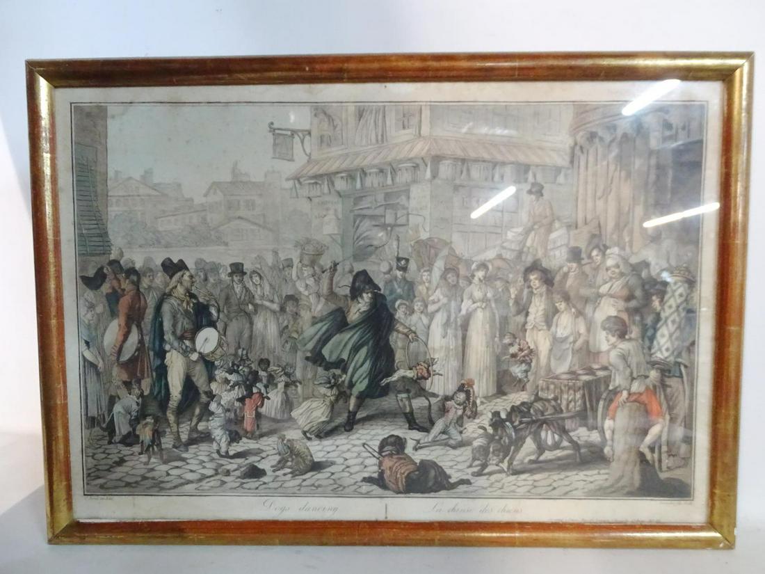 18TH C. PRINT: DOGS DANCING  19" X 27" (1 of 9)