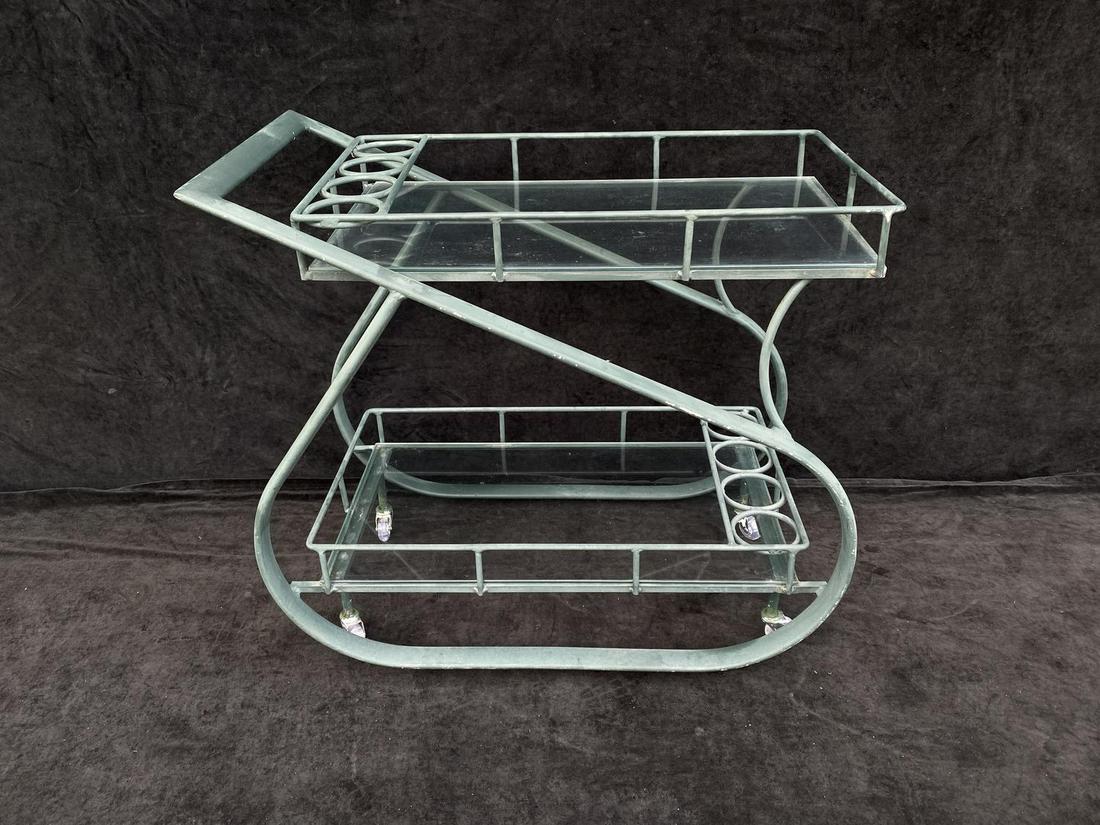 ALUM & GLASS 2 TIER TEA CART 33"H X 36"W (1 of 6)